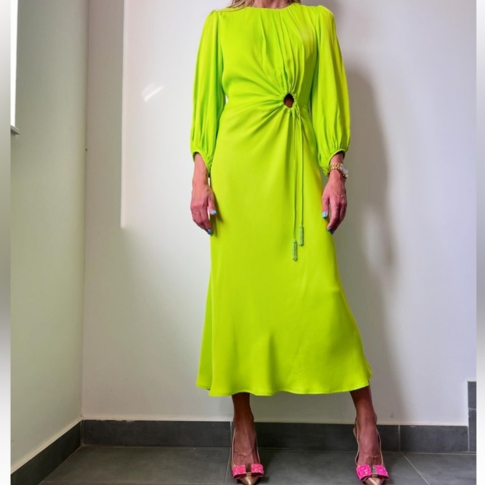FARM RIO Elegant Lime Green Midi Dress XS